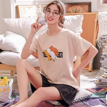 Полосатая футболка с короткими рукавами и буквенным принтом и шорты комплект из 2 предметов, пижама Милая Пижама с котом Пикачу, женская пижама для девочки, mujer invierno
