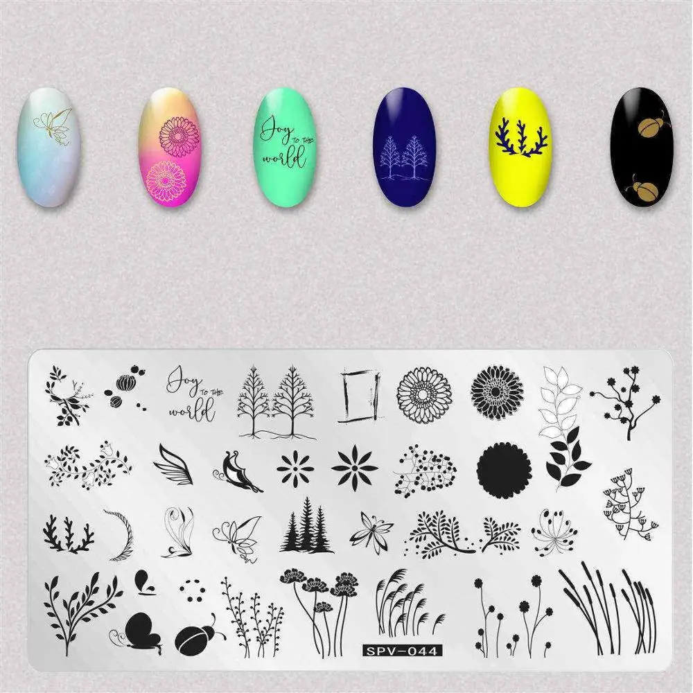 12x6 см, штамповочные пластины для ногтей, лист, цветы, модное изображение, дизайн ногтей, штампы, трафареты, дизайн, лак для маникюра - Цвет: 44