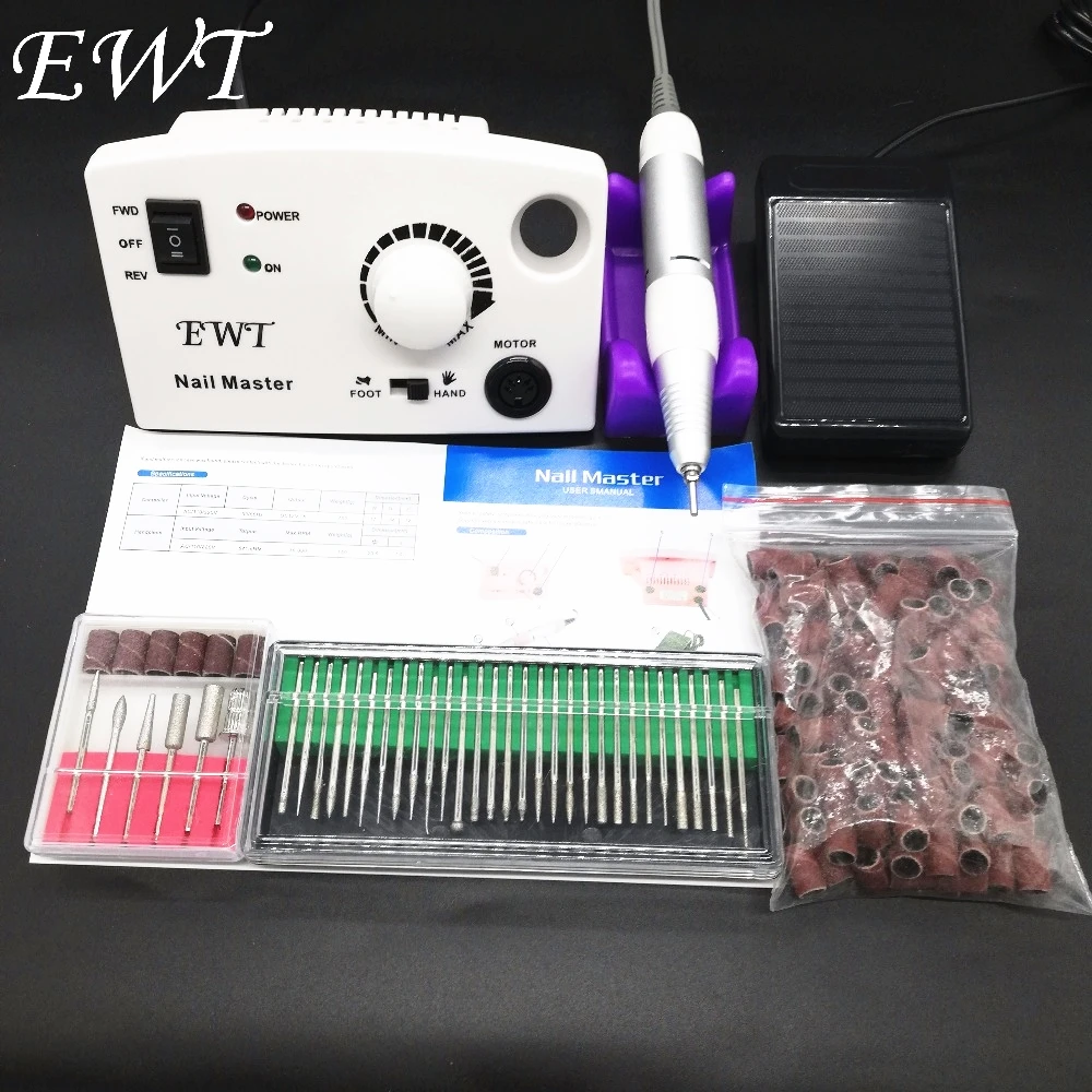 

EWT Electric Nail Drill Machine 35000RPM 25W Pro Diamond Nail Cutter Bit Pedicure Maniure Machine Nail Drill Bits Polisher Tool