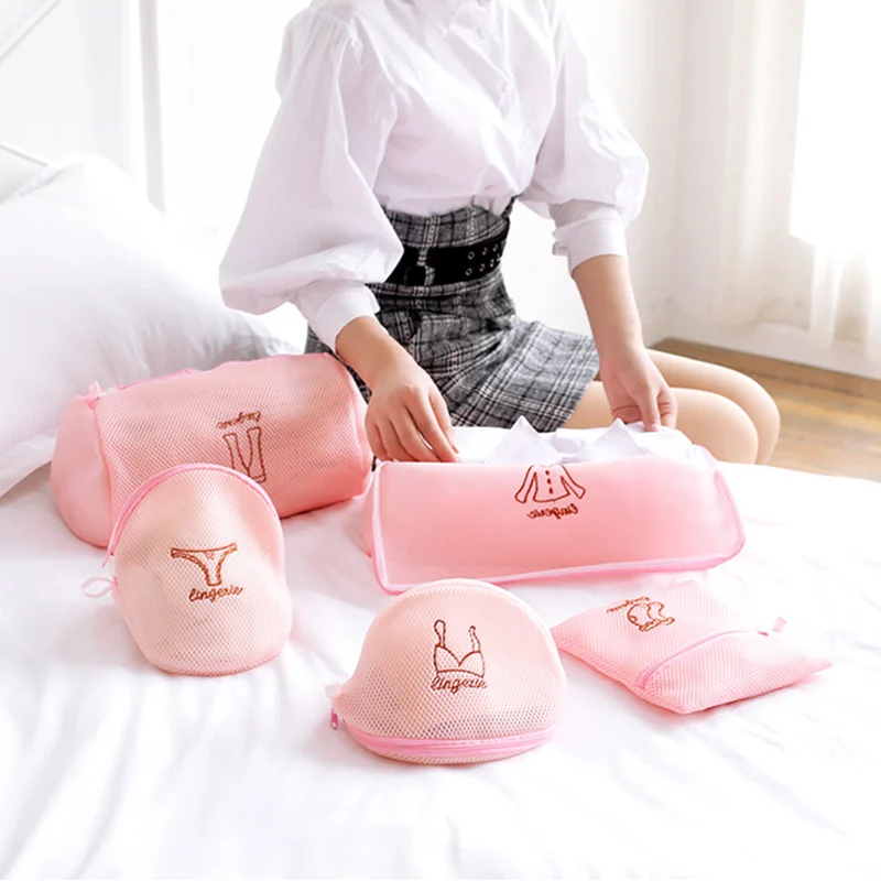 

Zippered Mesh Laundry Wash Bags Underwear Bra Shirt Sock Clothes Washing Bag Mesh Double Protection Drawer Organizers