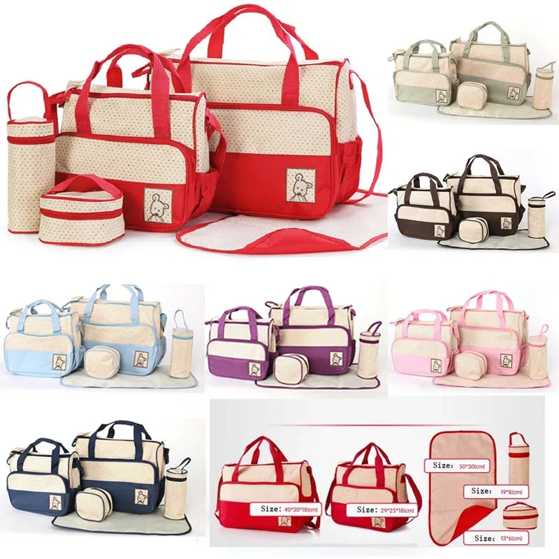 

5Pcs and 4Pcs/Set Large Capacity Baby Diaper Bags Set For Mom Maternity Nappy Bags Handbag Set Stroller Accessories Baby Care