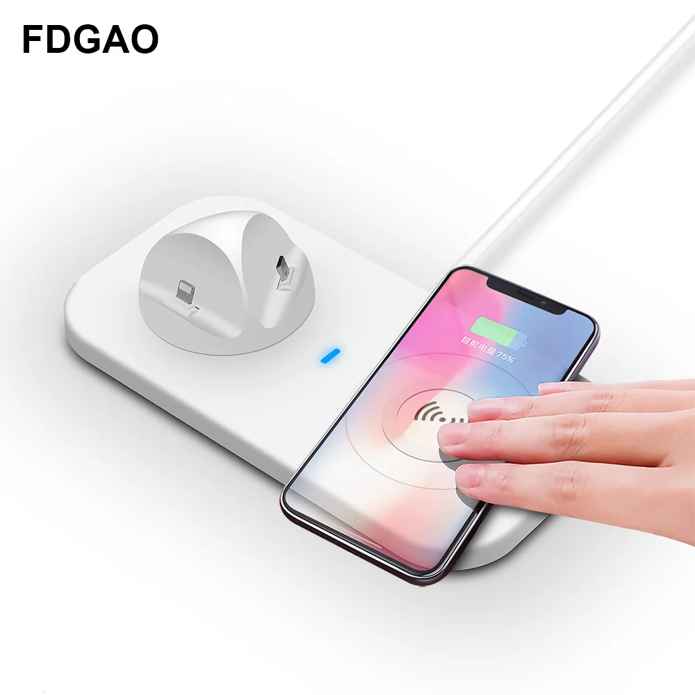 

FDGAO 3 in 1 Universal Mobile Phone Charging Holder USB Charger Wireless Charger Dock Stand For iPhone X XS XR 8 Samsung S9 S8