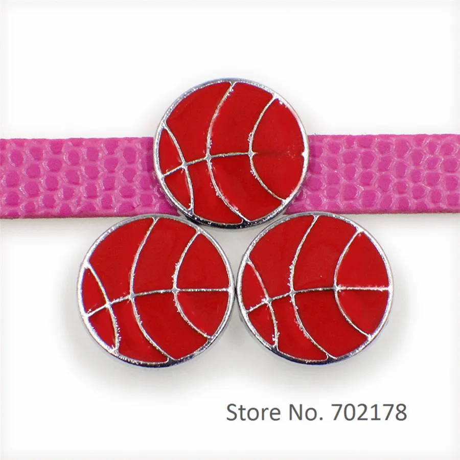 

Wholesale 50pcs basketball Internal Dia.10mm slider Charms Fit 10mm Pet Collars wristbands Jewelry Finding SL496