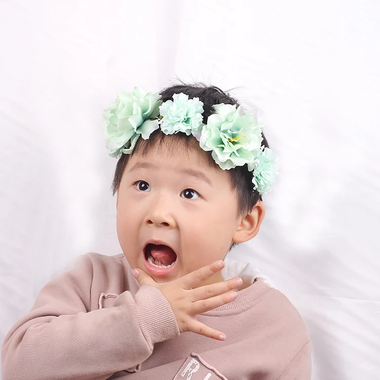 

Green flower Crown Headbands Party Wedding Wreath Floral Garlands Hair Band Bridal Headdress Hair Accessories kids