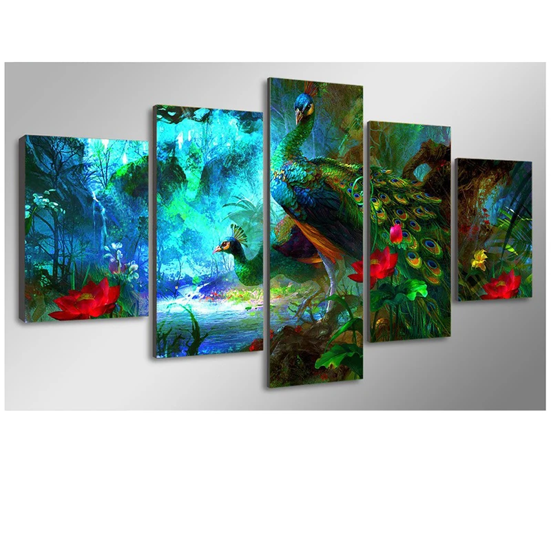 

5D DIY Diamond Painting crystal round Rhinestone Pasting home Decor Painting 3d Diamond Embroidery Mosaic Peacock 5pcs