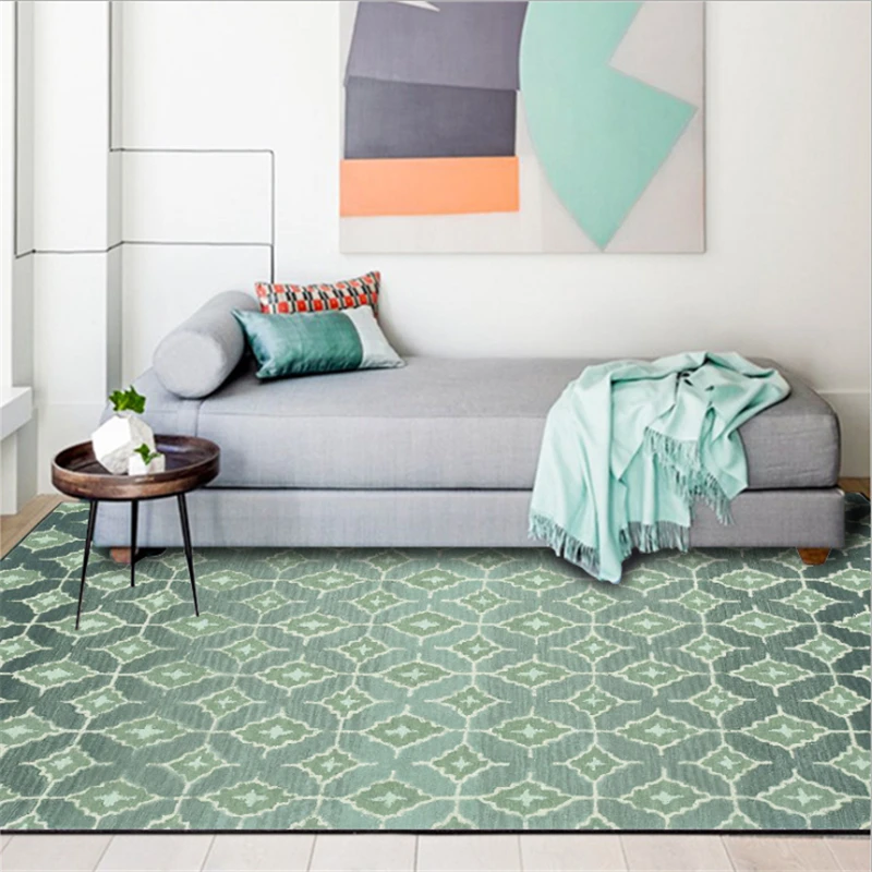 

European and American Geometric Elements Gradient Diamond Green Carpet Carpets for Living Room Sofa Coffee Table Mat