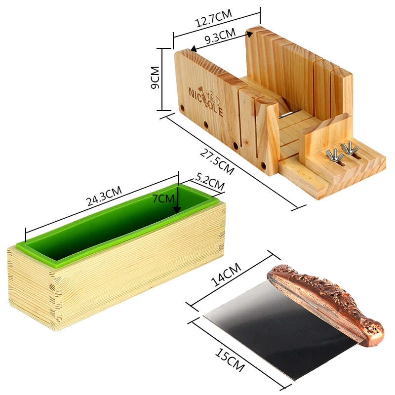 Силиконовые формы для мыла в виде буханки, деревянная коробка с лезвием из нержавеющей стали, инструменты для мыла ручной работы