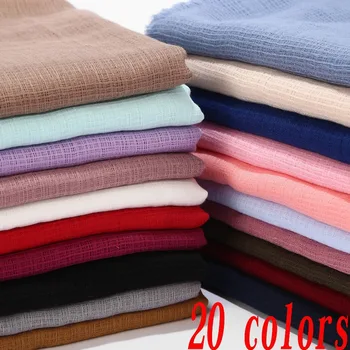 

10pcs/lot Solid Plaid Hijab Scarf Shawls Muslim Scarves Soft Cotton Hijabs Pashmina Wraps Headband Scarves Big Size 180*90cm