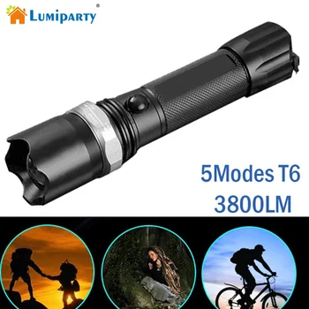 

LumiParty T6 Led Flashlight 3800LM Led Torch Zoomable Waterproof Tactical Flashlight lanterna for Camping Hiking