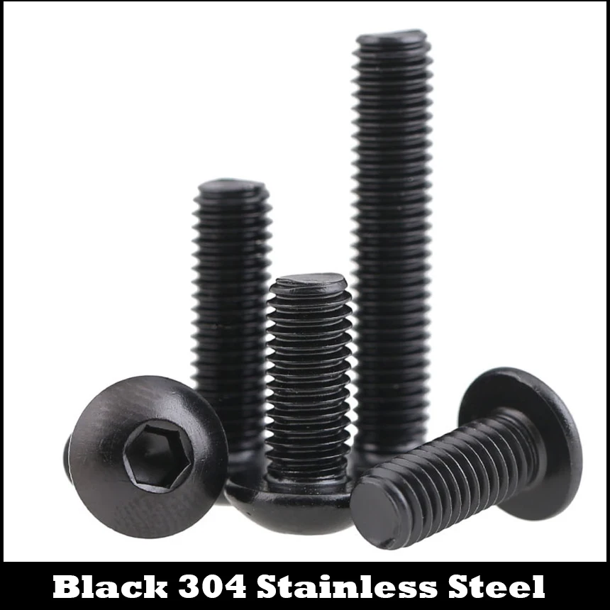 M5 * 10 M5x10 12 M5x12 16 M5x16 черный 304 Нержавеющая сталь SS DIN7380 болт с шестигранным