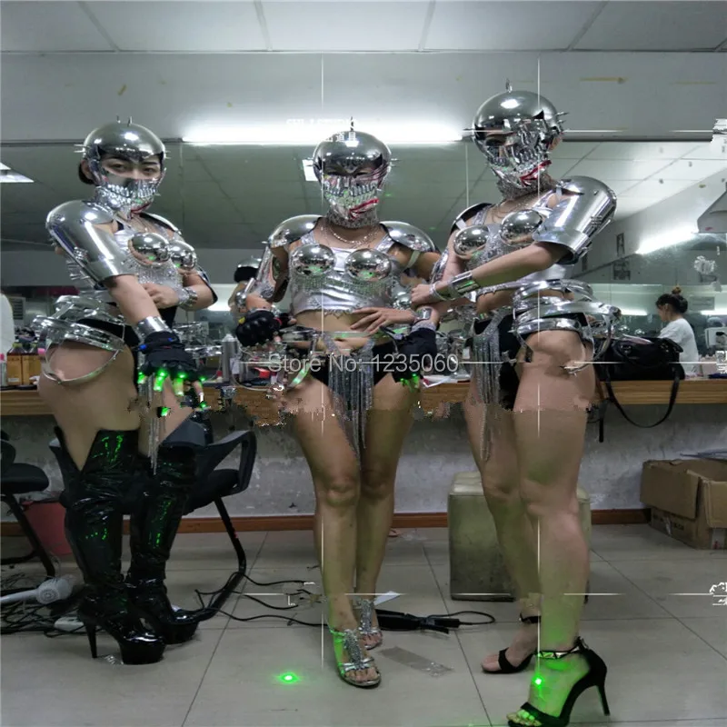 Nightclub-Bar-Stage-Performance-Mirror-Clothes-Skull-Mask-Grand-Event-Costume-Halloween-Party-Evening-Catwalk-DS