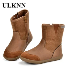 ULKNN/детские зимние ботинки из натуральной кожи для девочек; зимние детские ботинки на молнии для мальчиков; детская обувь для мальчиков; сезон весна-осень