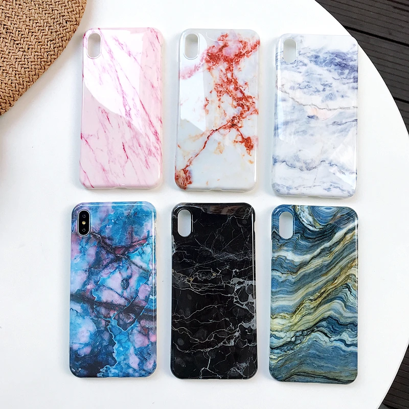 

EKONEDA Soft Glossy Marble Cover For iPhone XS Max Silicone Case IMD Protective Back TPU Case For iPhone 6S 7 8 Plus XR
