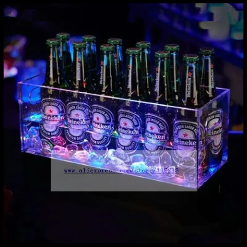 

Glowing ice bucket bar wine champagne bucket light bar with large KTV rectangular beer ice bucket