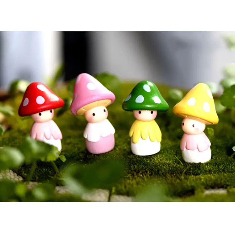 

1Pcs Hot Saling Cute Mini Resin Mushrooms Fairy Garden Bonsai Doll House Decor Toy resin crafts DIY little Garden Ornamrnts
