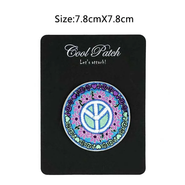 3" Tatto Peace Sign Daisy Hippie boho retro flower love hippy weed applique Iron On PATCH rockabilly fans hook loop | Дом и сад