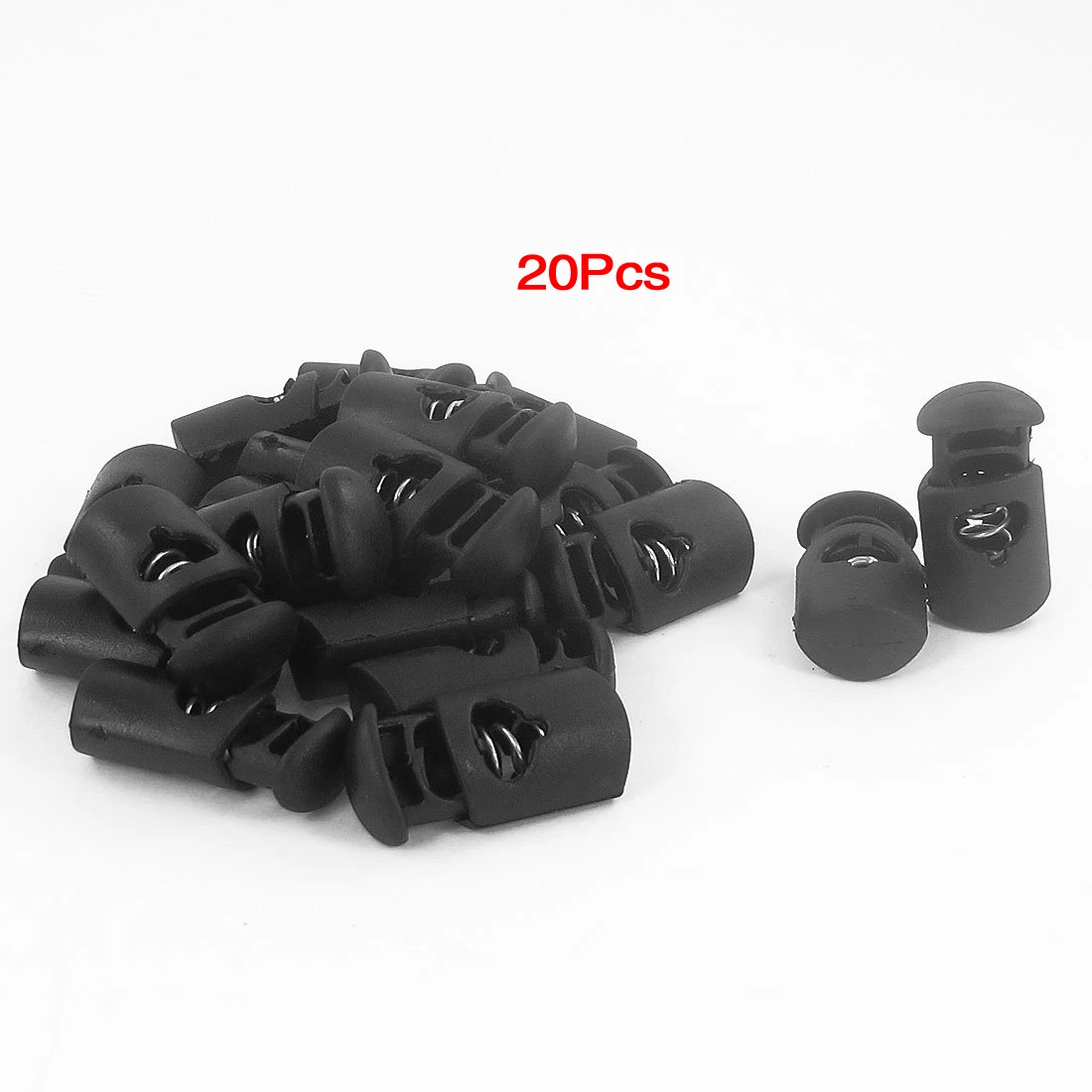 

20 Pcs 8mm Dia Single Hole Tent Drawstring Shoelaces Cord Locks Black