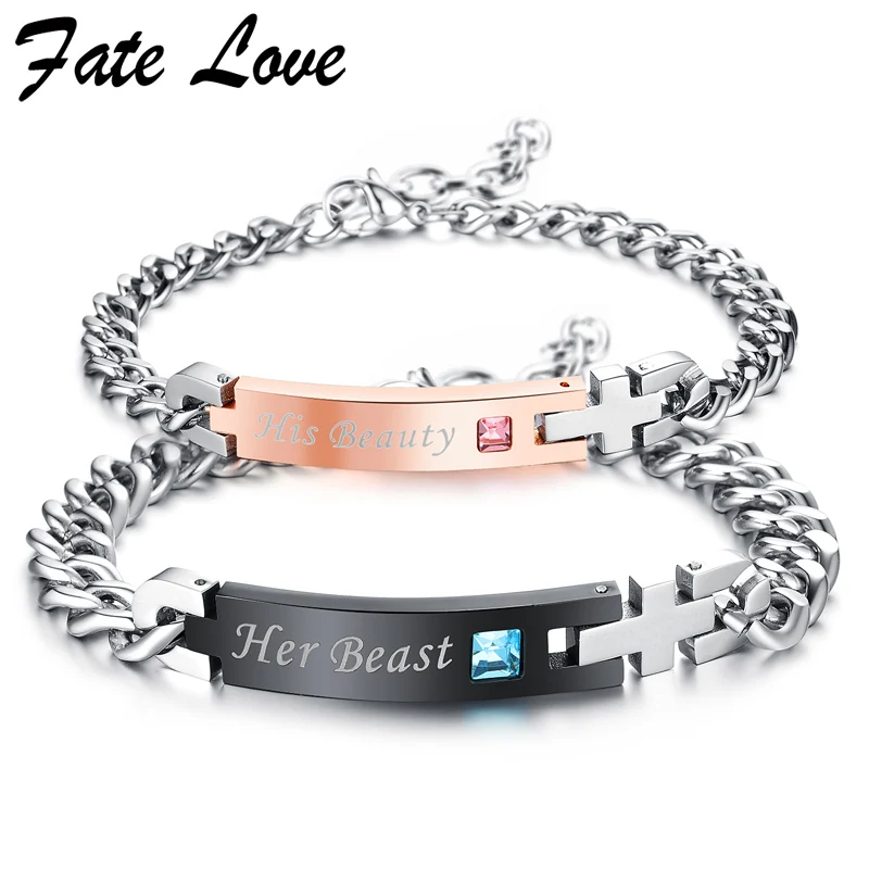 Fate Love &quotHis Beauty&quot &quotHer Beast&quot пара браслетов для мужчин и женщин ювелирные изделия