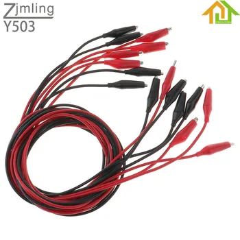 

8pcs 35mm Testing Probe Meter Double-ended Black/Red Clip with Silicone Boot Crocodile Cable Alligator Jumper Wire Test Lead