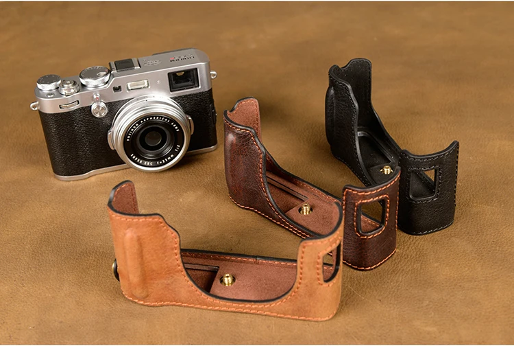 AYdgcam Brand Handmade Genuine Leather Camera case For Fujifilm X100F X100-F Camera Bag Half Cover Vintage Case AYdgcam Brand Handmade Genuine Leather Camera case For Fujifilm X100F X100-F Camera Bag Half Cover Vintage Case