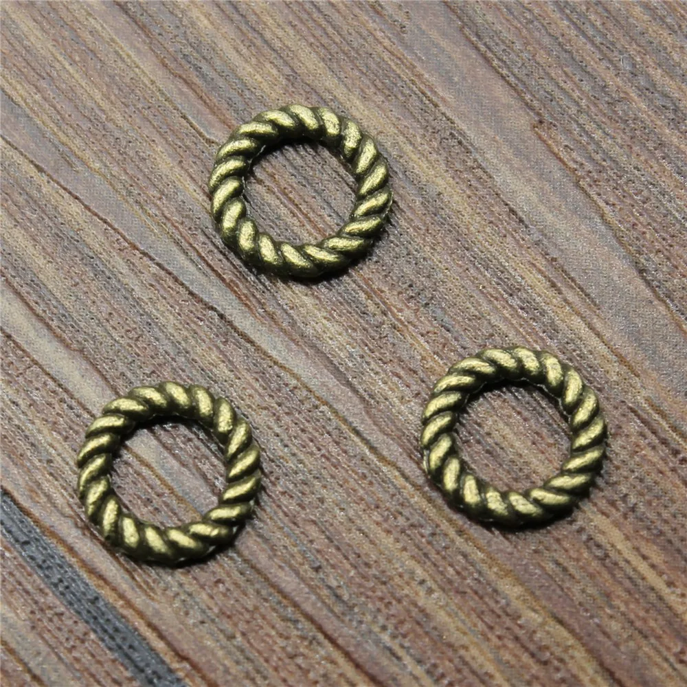 WYSIWYG 60pcs 9mm Vintage Pendants Jewelry Making Antique Bronze Color Small Circle Spacer Beads Pendants Charm Small Circle