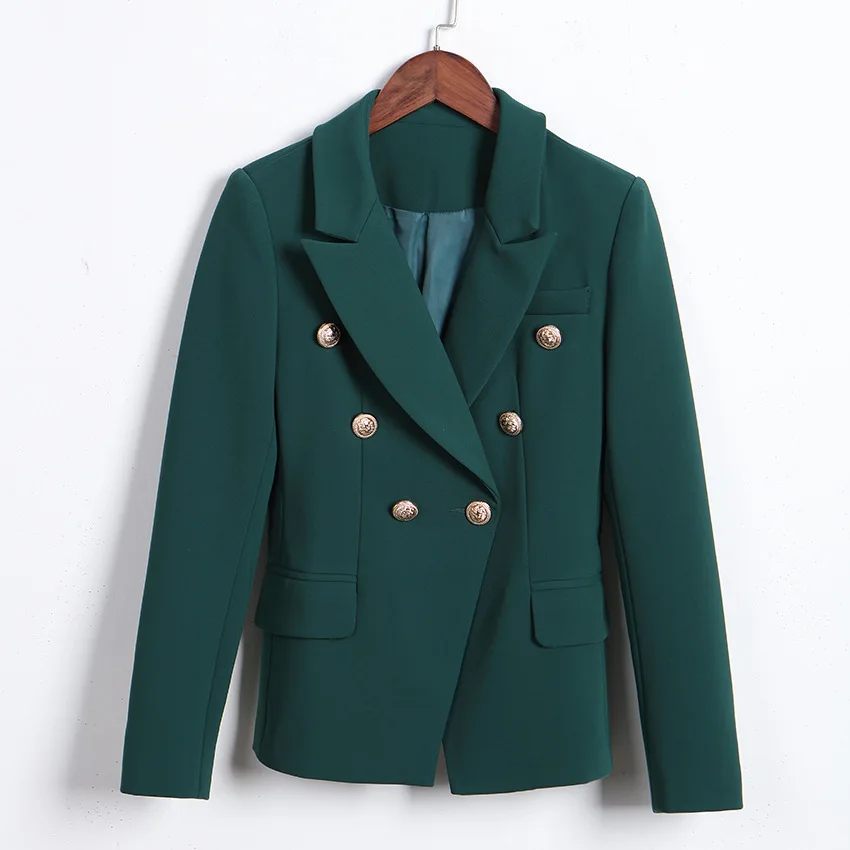Newest Fashion jacket woman spring autumn 2019 office women Blazer Metal Buttons Double Breasted jacket ladies blazer Outer 