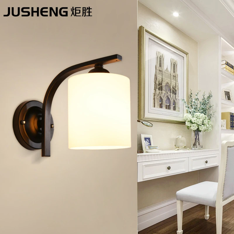 NEW Style Glass simple modern style black wall lamps Indoor bedroom bedside lamp corridor balcony lighting fixtures