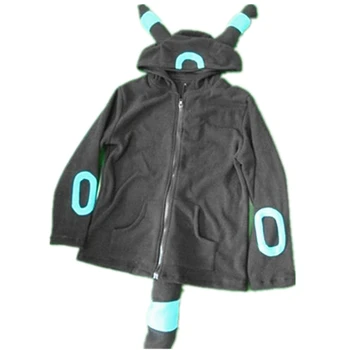 

Poke mon Shiny Umbreon Unisex Zip Hoodies with Ears Tails Cosplay Costume Hoody Jacket Coat Outwear Hooded Pika chu Sweatshirts