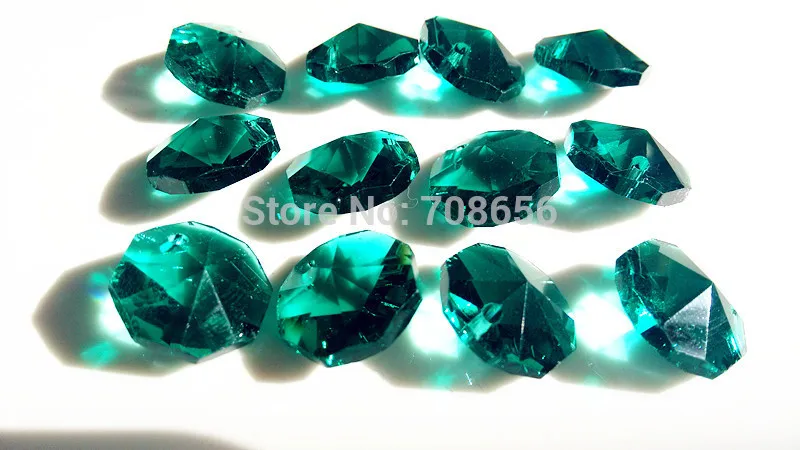 

300pcs 14MM MALACHITE GREEN CRYSTAL OCTAGONAL LOOSE BEADS IN 1 HOLE FREE SHIPPING