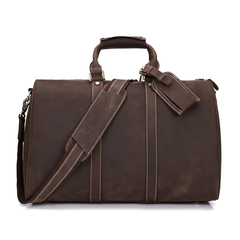 Cow Leather Men's Bag Large Capacity Cowhide Travel Bag Fashion Business Travel Men Bag Retro Portable Handbag Genuine Leather