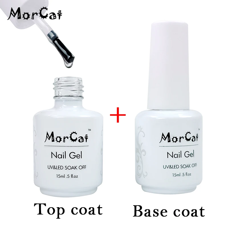 

MorCat No Wipe Top Coat Primer Base Coat Gel Nail Polish Soak Off Gel Varnish UV LED Nail Gel Lacquer Vernis Semi Permanent UV