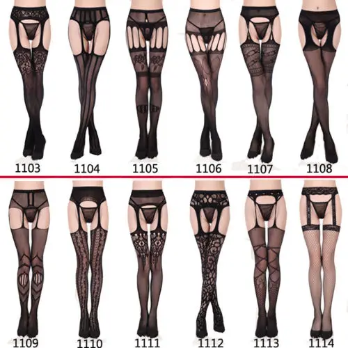 Hot 11 Styles Sexy Thigh High Stockings Women Black Fishnet Jacquard Stocking Pantyhose Tights Adult Women Plus Size