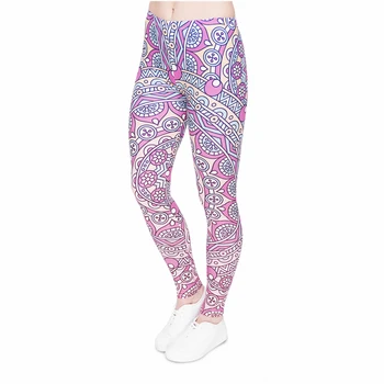 

Blue Mandala Pink Print Women Leggings Fitness Breathable Perspiration Quick Drying Leggins High Elasticity Trouser Pants