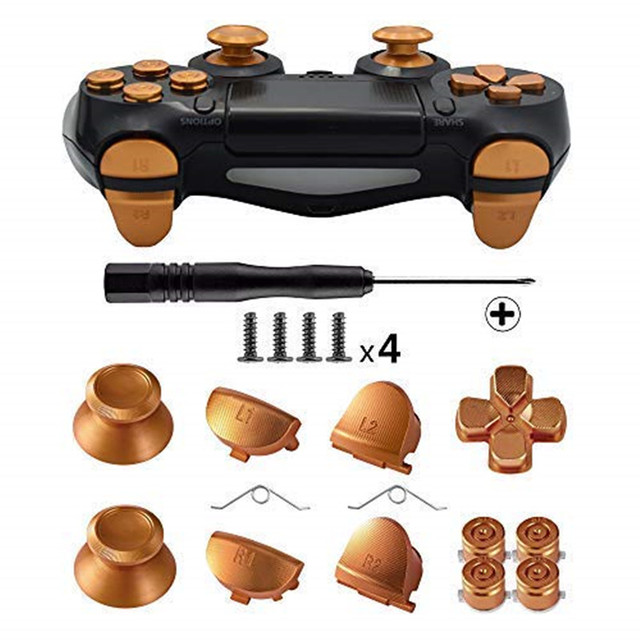 Buttons for Playstation 4, Aluminum Thumbsticks Analog Grip Bullet D-pad L1 R1 L2 R2 Trigger for PS4 V1 Old Controllers
