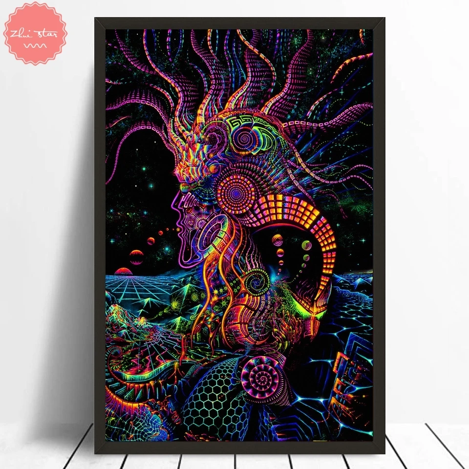 

diamond painting Blacklight Paintings Psychedelic Abstract diamond embroidery sale cross-stitch christmas decorations for home