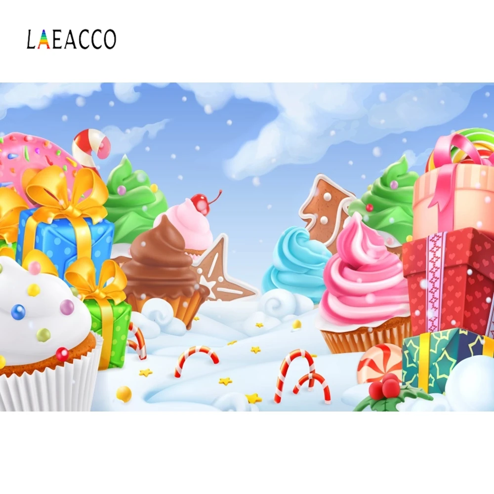 Фотофон Laeacco Cake Ice Cream Gifts Sweet Clouds Candyland индивидуальные фоны для фотостудии|Фон