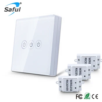 

Wireless touch switch 3 Gang 3 Way Smart Home 220v Home Light Switch long remote control Wall Switch Free shipping