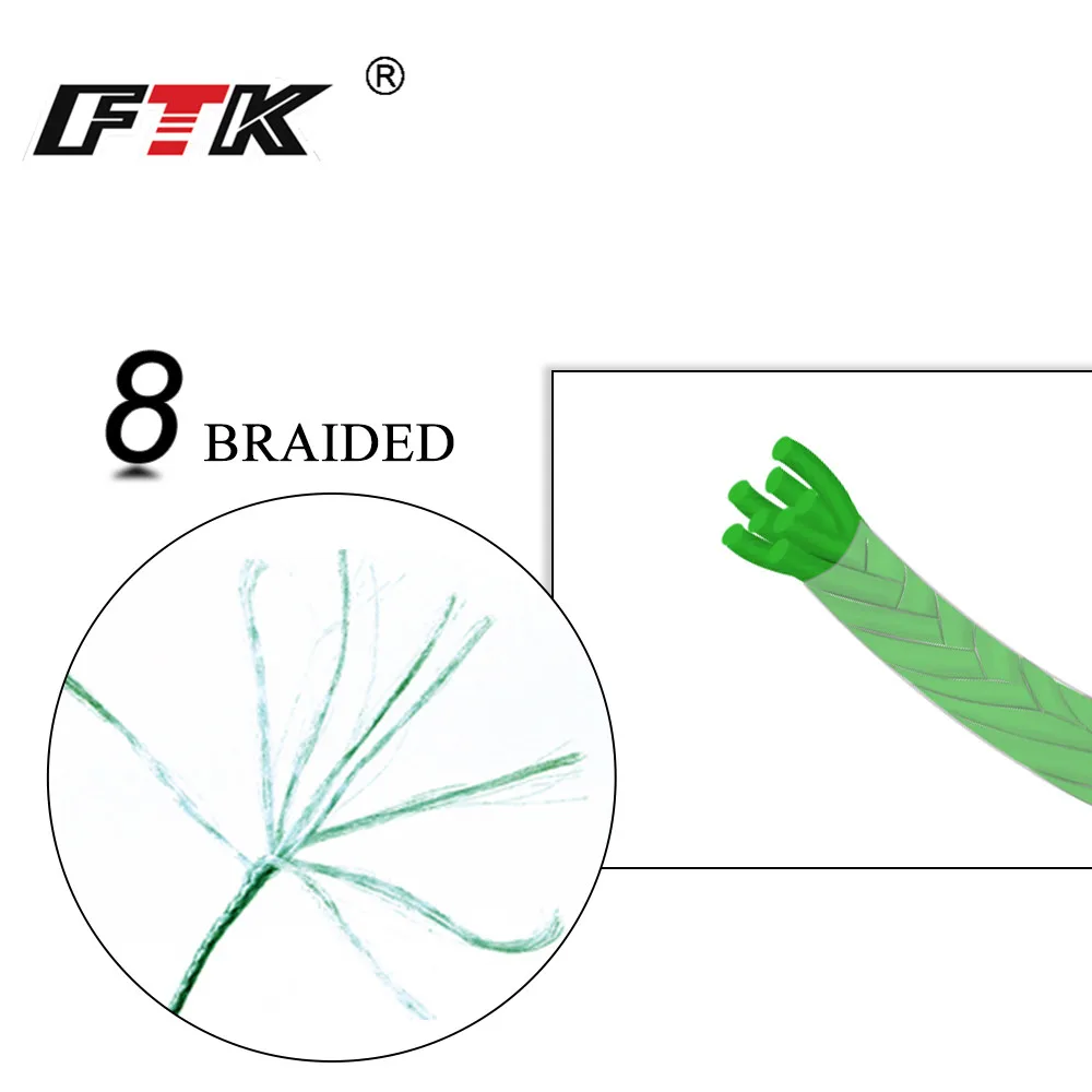 FTK 100 м рыболовная леска 25-90LB 1,0#-6,0#8 плетеная леска гладкая многофиламентная PE рыболовная леска для морской рыбалки
