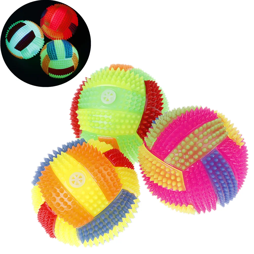 Pet Dog Interactive Squeak Ball Toys with Light Pet Training Elastic