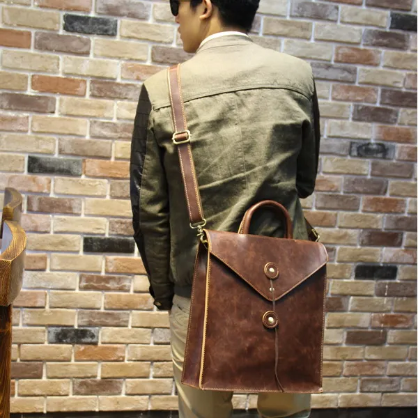 GUMST дизайн модные Crazy horse кожаные сумки для мужчин брендовая мужская сумка через плечо сумка-портфель для ноутбука - Цвет: brown