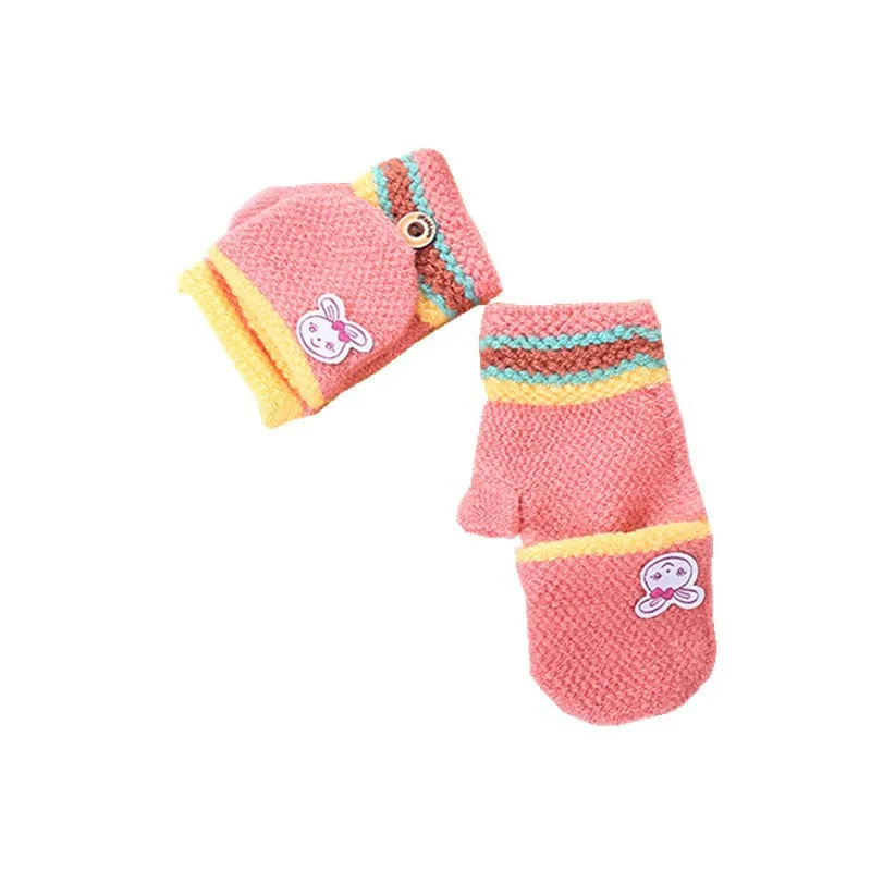 Toddler Baby Cute Thicken Hot Fingerless Gloves Kids Winter Warm Gloves Baby Knitted Mittens Baby Girls Boys Warm Gloves Toddler Knitting Mittens (7)