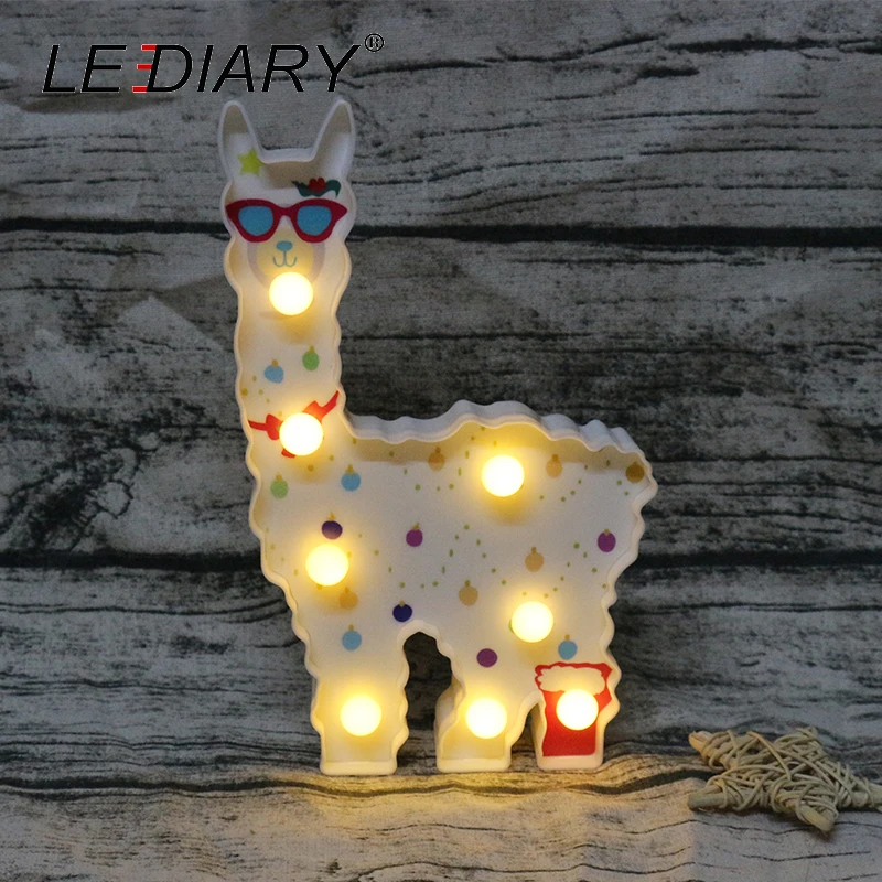 LEDIARY Alpaca 3D LED Animal Night Lights Novelty Table Lamp Home Bedroom Decoration For Kids Baby Bedside Toy Atmosphere Lamp