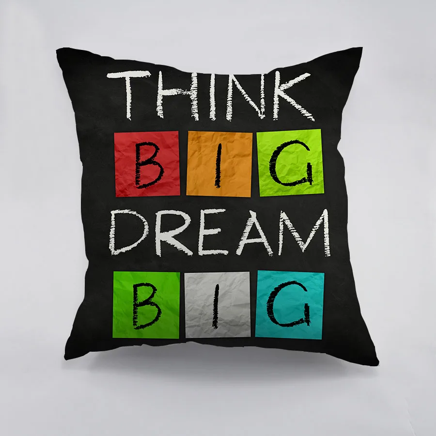 Think big Dream большая стильная наволочка с буквенным принтом Полиэстеровая для