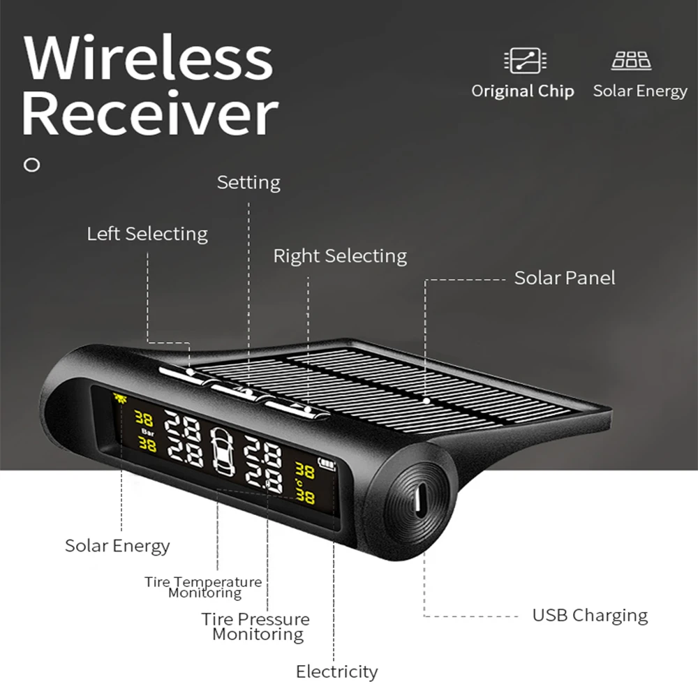 Датчик TPMS Мотоцикл Солнечная Беспроводная система контроля давления в шинах Система безопасности автомобиля давление в шинах guage пластиковый корпус автомобильной сигнализации