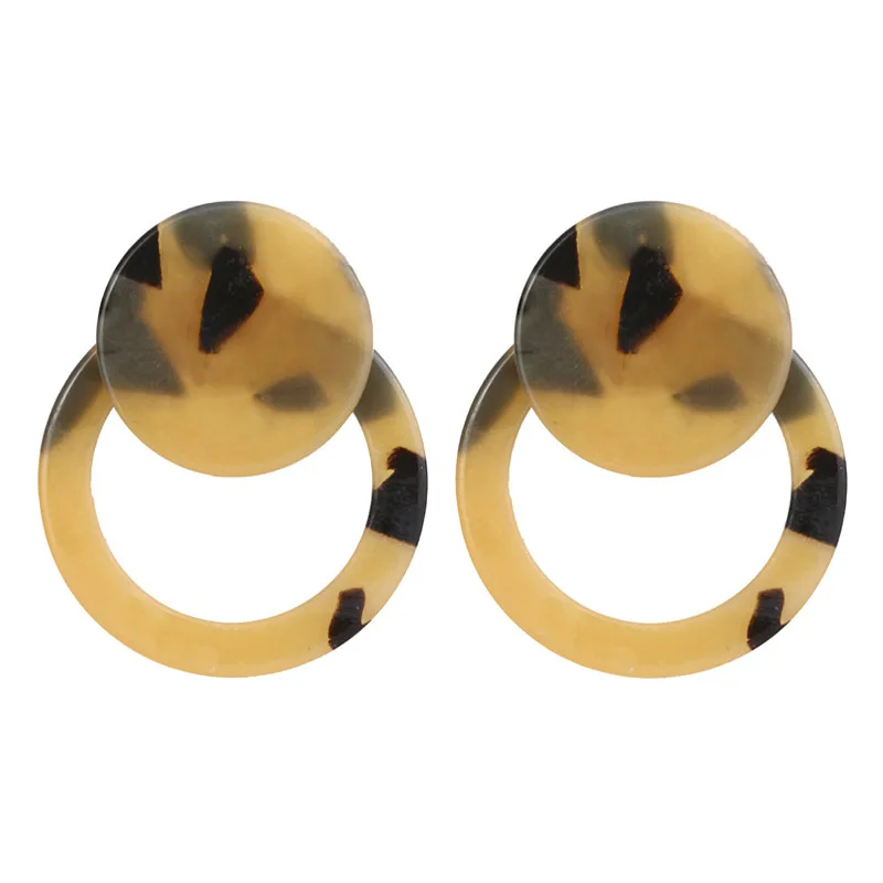 E513 Леопардовый цвет, акриловый серьги-подвески из смолы для женщин геометрические большие круглые квадратные серьги ацетатные Brincos модные ювелирные изделия - Окраска металла: e453c