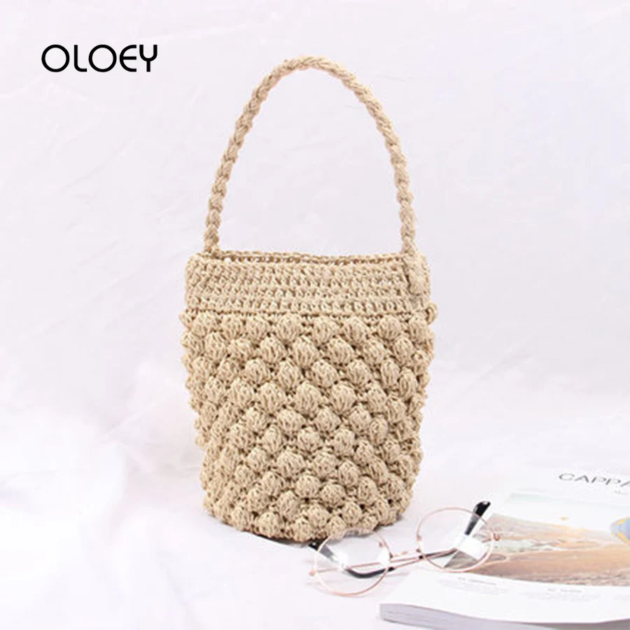 Handmade Kintted Beach Handbags Rattan Bag Fashion Bohemian Straw Bags For Women Travel Bags