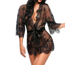 Горячее сексуальное женское белье Babydoll эротическая Пижама женская кружевная прозрачная v-образная пижама халаты с стрингами Babydoll женская одежда для сна