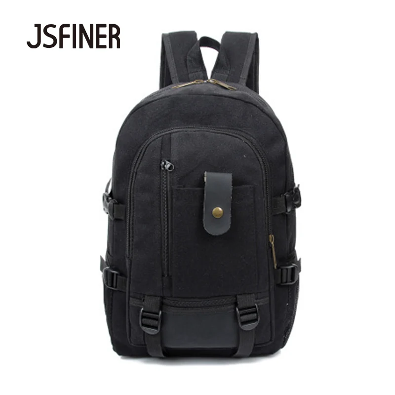 JSFINER Canvas Bags Polyester Inner Lining Man Backpack Soft Vertical