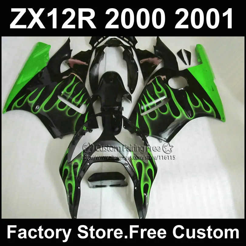 Комплекты обтекателей из АБС-пластика 7 подарков для Kawasaki green flame 2000 2001 ZX 12R Ninja zx12r 00