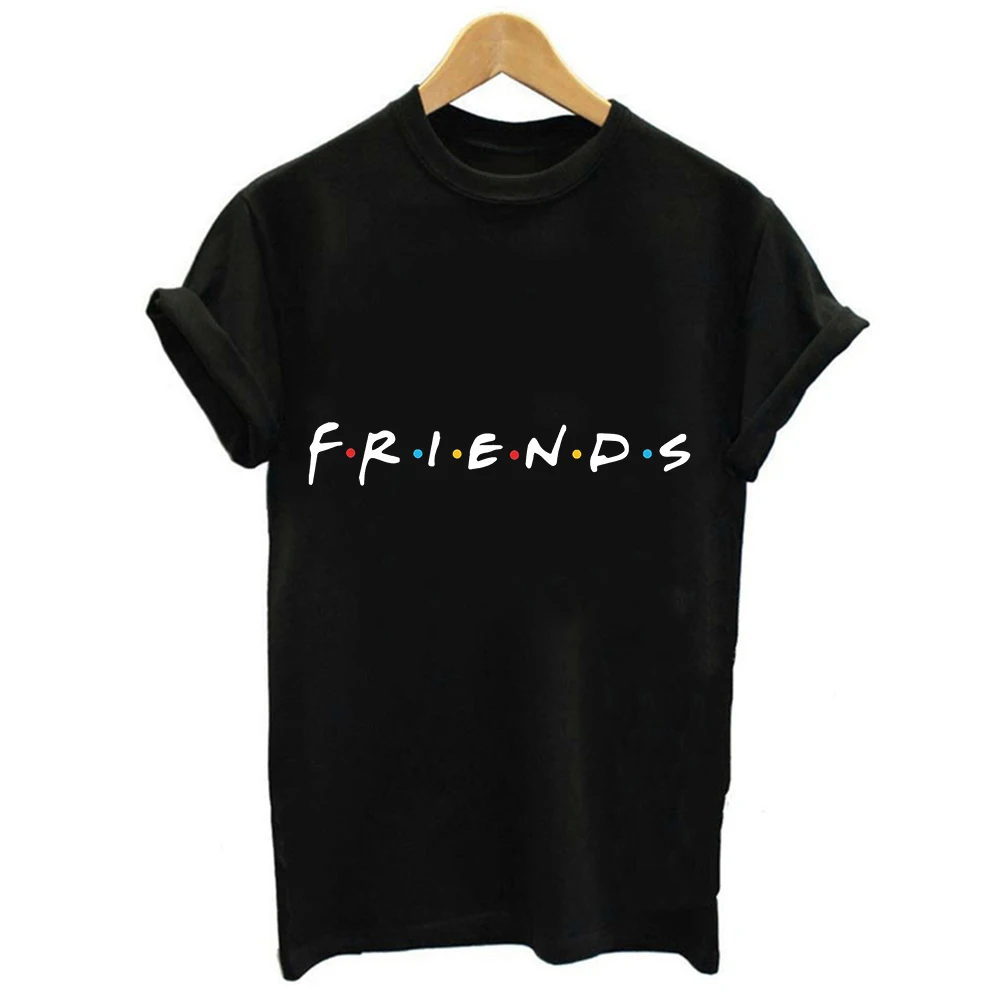 Мода короткий рукав с надписью ТВ шоу Friends(друзья футболка Для женщин корейский стиль Маленькая свежая "Лучшие друзья" с принтом в виде букв футболка, повседневные топы